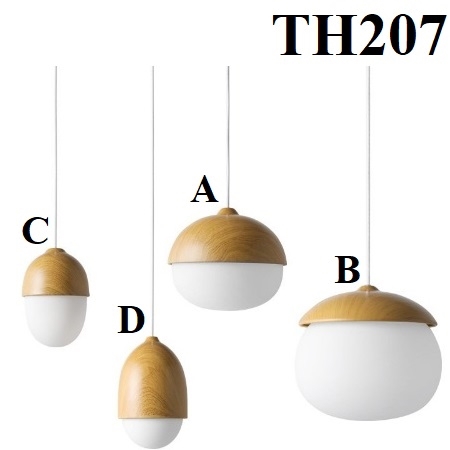 Đèn thả hạt dẻ dáng B đèn TH207, E27 x 1, KT(mm): 260 x 250